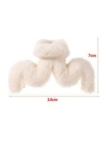1pc Fashionable Versatile Solid Color Plush Hair Claw, Autumn/Winter - View 3