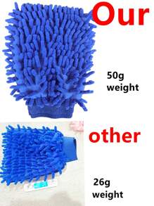 1pc Upgraded Double-Sided Blue Chenille Car Wash Glove