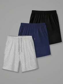 3件套加大码男士休闲短裤套装，1XL-6XL，黑色，灰色，蓝色，夏季舒适短裤