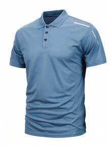 3pcs/Set Men's Sports Polo T-Shirts, Elastic Quick Dry Casual Short Sleeve Polo Tops, Summer - Black - View 4