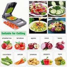 Vegetable Chopper And Spiralizer - Food Chopper With Container, Fruit Slicer, Kitchen Gadgets & Accessories, Home Essentials (16 In 1, White)