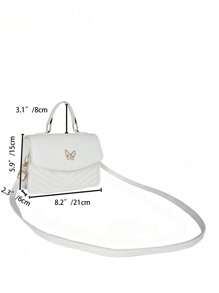 Solid Color Pu Leather Patchwork Bow Design Flap Shoulder Crossbody Square Bag, Bow, Love, Valentine's Day, Romance, Gift For Women's Daily Commute, Shopping, Travel, Party, Girls' Night Out, Holiday, Birthday Gift And Fashion Party. - Multicolor - View 6