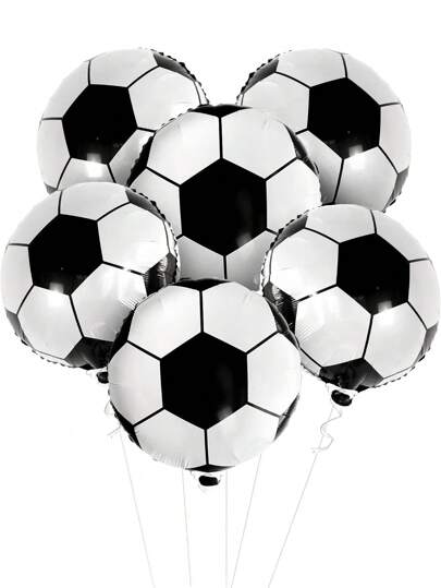 5pcs Black & White Football Foil Balloon, Suitable For Sports Theme Party, Football Theme Decoration, Home Decoration, Football Match, Birthday Party Decoration, Christmas, Classroom Decoration, Outdoor Party Decoration, Graduation Party Decoration