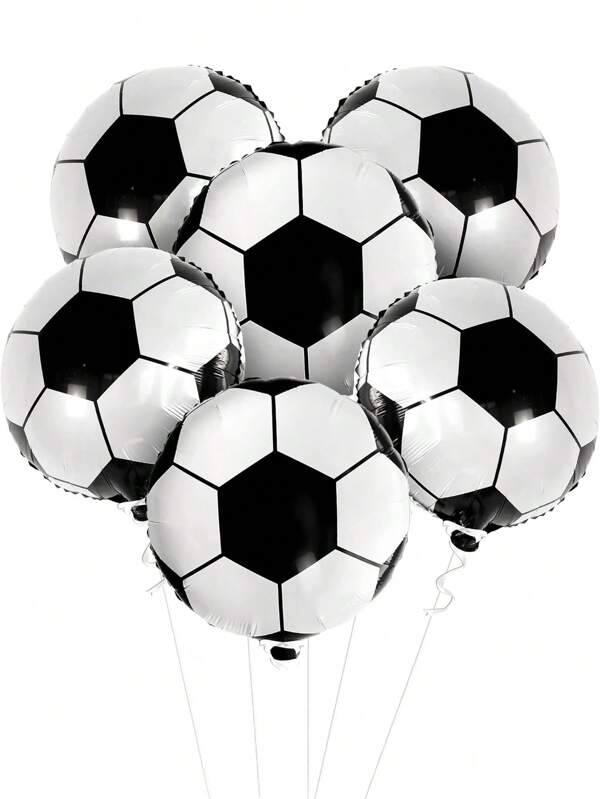 5pcs Black & White Football Foil Balloon, Suitable For Sports Theme Party, Football Theme Decoration, Home Decoration, Football Match, Birthday Party Decoration, Christmas, Classroom Decoration, Outdoor Party Decoration, Graduation Party Decoration