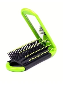 1 件塑料折叠镜发梳 - 旅行迷你口袋发刷 - 便携式小巧梳子，带化妆镜、发刷、梳子、美发工具、美发产品及配件，适用于理发沙龙美容旅行必需品