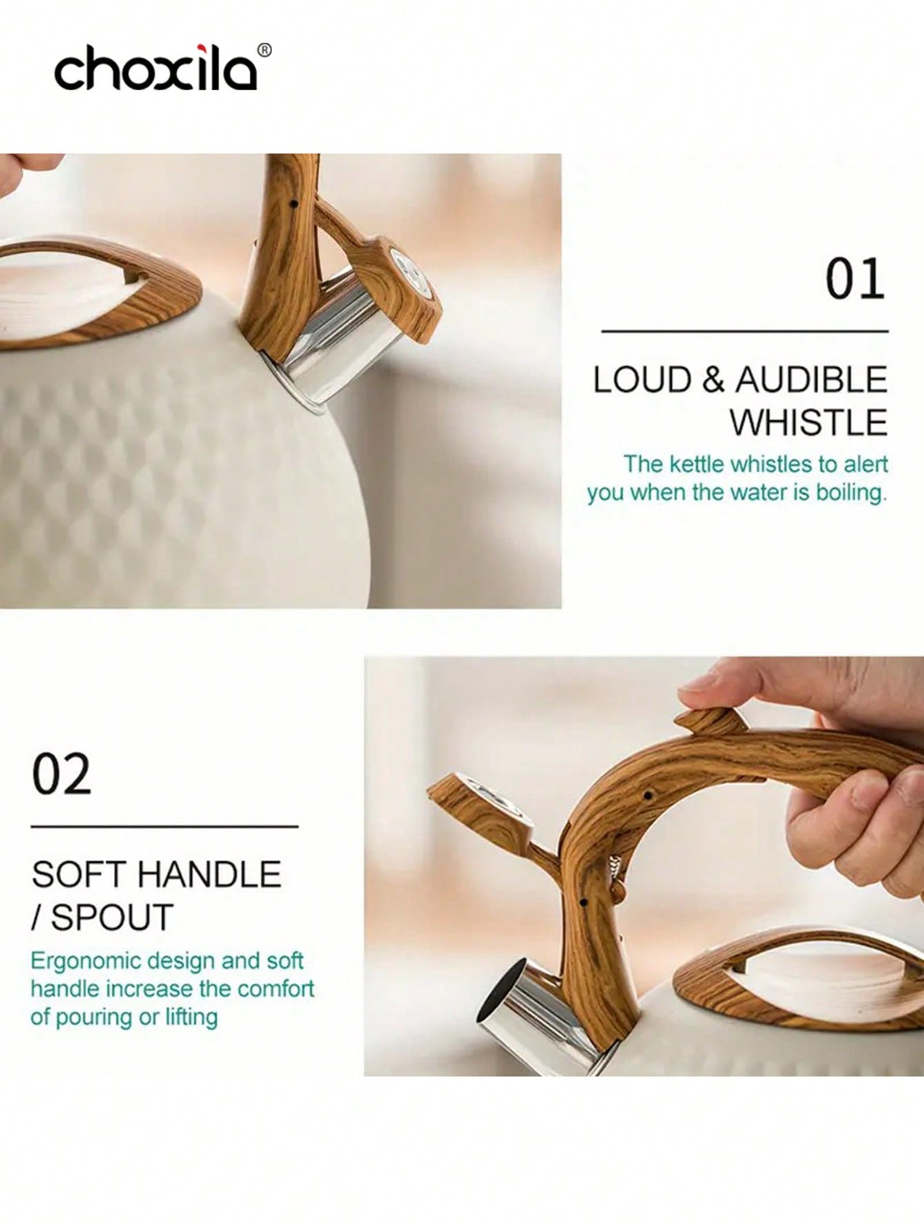 choxila 1 قطعة إبريق شاي، إبريق شاي صافرة من الفول...