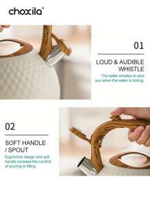 choxila 1 件茶壶，不锈钢鸣笛水壶，3L 茶壶水壶适用于燃气灶，用于烧水、咖啡和茶