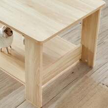 Mesa de centro rectangular de doble capa estilo minimalista moderno - Mesa de té en color de madera, hecha de material MDF duradero. Ideal para sala de estar, dormitorio y sala de estudio, con dimensiones de 35.4"*19.6"*16.5", modelo CT - 16