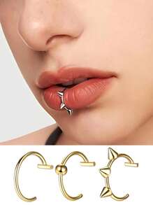 3 件/9 件不锈钢非穿孔身体首饰套装 C 型夹鼻环/唇环/耳环，男女通用，防过敏多用途日常环 - 彩色 - 查看 4