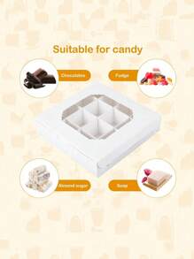 带窗口的透明烘焙盒、甜点盒、糕点盒、礼品盒，简单方便，可接触食物，可混合和组装糖果、巧克力，非常适合庆祝活动和家庭烘焙