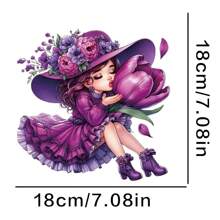 Hermosas calcomanías de transferencia de calor con estampado de flores moradas, lavables y aptas para DIY en camisetas, jeans, chaquetas, mochilas, ropa, sombreros