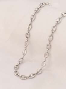 1pc Stainless Steel Coffee Bean Shape Chain Necklaces For Women Fashion Simple Necklace Jewelry