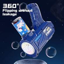 Máquina automática de burbujas con luces, Máquina de burbujas de 10 agujeros, Juguete para fiesta y juguete para exteriores, Adecuado como regalo para niños y amigos, Regalo de Navidad (Líquido de burbujas y baterías no incluidos)