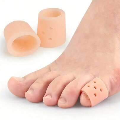 2/4/6/8/15pcs Silicone Toe Sleeves - Breathable Perforated Toe Caps For Running, Hiking, Skating And Dancing - Soft Elastic Hand-Washable Toe Covers, Nude Color, Finger/Toe Protectors, Toe Separators, Gifts For Parents