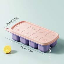 1 件带盖家用冰块托盘，可堆叠软底小冰块模具盒，带 8 个水果槽、婴儿食品、咖啡、饮料、夏季冰箱和托盘、厨房配件