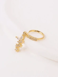 1pc Gold/Silver-Color European & American Style Crystal Rhinestone Butterfly Nose Ring/Hoop For Women Daily Wear - Multicolor - View 5