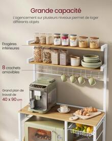 VASAGLE Baker's Racks - Doré Chêne and Blanc Nut - View 4