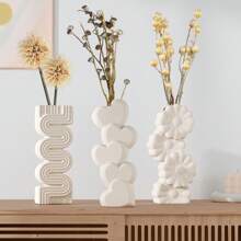 NJCHARMS 1PC White Heart Shaped Ceramic Vase, Heart Shaped Vase, Bohemian Vase, Valentine's Day Decorations Vase, For Office, Bedroom, Mantelpiece And Other Desktop Decorations, Decorative Choices Ideal For Weddings Special Occasions Rama Rama Gifts Birthday Graduation Home Decor Room Decor Flower Vase Glass Vase