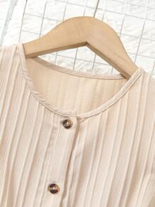 Tween Girls Casual Chiffon Cap Sleeve Jumpsuit With Belt, Simple Solid Color, Summer - Brown - View 2