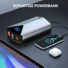4-In-1 Multifunctional Car Battery Starter - Portable Power Bank With Air Compressor, LED Lighting And Air Pump, Suitable For 12V Vehicles - Compact And Reliable Car Battery Booster With Emergency Lighting - Silver - View 7