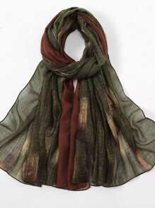1条简约渐变多色头巾，时尚涤纶保暖几何图案围巾，适合秋冬季搭配连衣裙。 - 彩色 - 查看 2