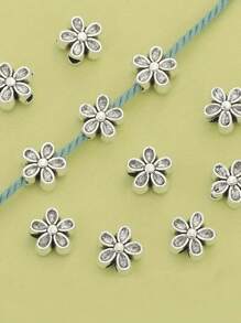 100 件/30 件合金双面花形隔珠，花卉图案，空心珠，适用于珠宝制作，DIY 串珠手链、项链、脚链、吊坠、手工配饰 - 彩色 - 查看 1