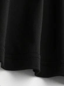 青少年女孩休闲简约可爱粉色蝴蝶结和字母图案套头圆领 T 恤，春夏新品 - 黑色 - 查看 11