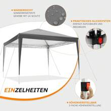 tooluck 3x3m Gazebo Waterproof Folding Tent Tonnelle Gazebo Carpas Cenadores With 4 Side Walls Sturdy Folding Gazebo For Outdoor Use With 50+ UV Protection Pop-Up Garden Party Tent For Outdoor Use Wedding Market - 灰色 - 查看 6