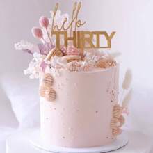 1pc/3pcs/5pcs Golden Acrylic Number Hello 30 40 50 60 Birthday Cake Topper,For Birthday Anniversary Party Cake Dessert Decoration Supplies
