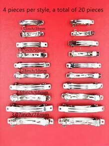 20pcs/Set French Hairpin Clips Base, Blank Automatic Clips, Handmade Bow Hair Clips, DIY Jewelry Making Supplies