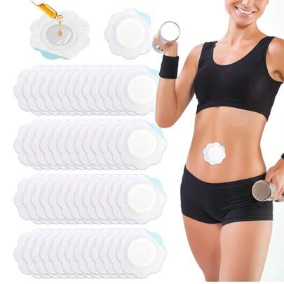 50pcs Castor Oil Navel Patch, Self-Adhesive Breathable Plaster Pad, High Absorbency Castor Oil Navel Pack, Waterproof & Oil-Proof (Castor Oil Not Included)