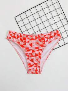 Men's Beach Pink Geometric Pattern Iridescent Triangle Swimming Trunks - Hot Pink - View 6