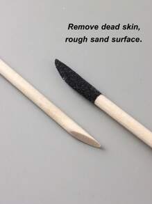 10 件装双头指甲角质层推刀木质设计棒黑色砂砾去除死皮橙色木棒适用于美甲工具 - 彩色 - 查看 4