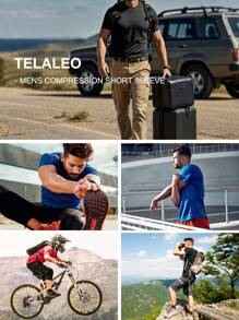 TELALEO Maglietta da uomo da compressione attiva a maniche corte, stile boyfriend, a media elasticità, traspirante e anti-umidità, adatta per l'attività sportiva all'aperto