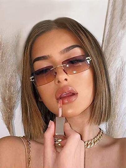 Rimless Fashion Glasses For Women Men Luxury Vintage Fashion Shades Travel Outdoor Glasses