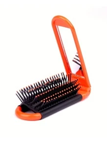 1 件塑料折叠镜发梳 - 旅行迷你口袋发刷 - 便携式小巧梳子，带化妆镜、发刷、梳子、美发工具、美发产品及配件，适用于理发沙龙美容旅行必需品