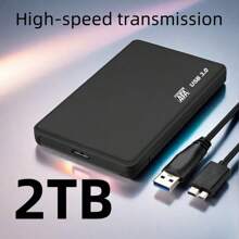 [Hot Products] 2TB External Hard Drive, External HDD, Ultra High-Speed Data Transfer, USB 3.0, Large Capacity HDD, 2TB 2.5 Inch, Portable External HDD, Ultra-Thin, Shockproof Body, Easy To Carry, Portable Removable Drive, External, Compact HDD. - Black - View 1
