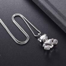 骨灰纪念首饰 - 男女通用泰迪熊骨灰盒项链，配有迷你纪念骨灰盒