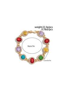 Pulsera de cadena de cristal multicolor elegante y minimalista vintage, joyería casual y encantadora de moda para hombres, accesorio de fiesta para todos los días - Pulsera geométrica de diamantes de imitación - Ver 10