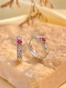 1 paar prachtige zirkonia creolen voor vrouwen S925 sterling zilver fijne dames sieraden jubileum cadeau oorbellen fijne sieraden