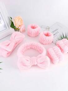3pcs/Set Facial Cleansing Headband & Wristband Set, Spa Headband, Cosmetic Skin Care Headband, Women Hairwrap Towel, Absorbent Hair & Wrist Band, Washroom Use And Holiday/Gift,