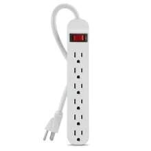 Regleta multicontactos electricos con 6 salidas 0.3m con interruptor color blanco - 6 entradas - Ver 1