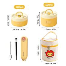 Portable 304 Stainless Steel Thermal Lunch Box With Cutlery&Lunch Bag, Cute Capybara Pattern Leak Proof Bento Box, Microwave Safe&Hot Water Heating, Insulated Anti Scalding Lunch Container, Reusable Fruit Salad Food Storage Container, Suitable For Student And Adult Use In School, Office, Outdoor Camping, Picnic, Travel