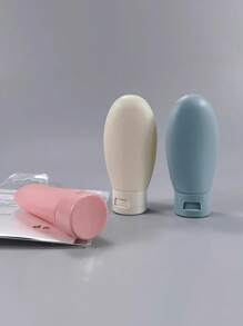 Reisset, knijpbaar ontwerp, draagbaar, lekvrij, herbruikbaar, navulbare cosmetische containers voor toiletartikelen, navulbare lotiondispensers, draagbare lotionfles, reisflessenset, lekvrije reisflessenset, navulbare lege containers voor de badkamer, reisformaat accessoires en shampoo-conditionerflessen met draagbare tas, reisbenodigdheden voor op reis, opslag voor make-uppompen, reisaccessoires, studentenhuisbenodigdheden, macaronkleurenpalet, badkamerdecoratie