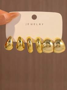 Set de 6-12 pares de pendientes de aro grande y gota de agua, pendientes de moda exagerados para mujer - Multicolor - Ver 2