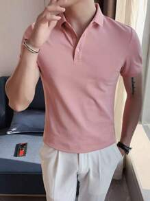 Men's Basic Polo Shirt In Cotton And Polyester Pique - Hồng - Xem 1