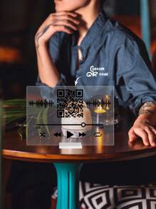 1pc Can Customize Transparent Acrylic QR Code Identification Place Dedicated Display, Suitable For Listening To Music - Multicolor - View 4