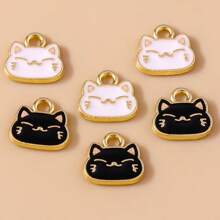 10pcs Cute Animal Zinc Alloy Oil Drop Cat Pendant, DIY Jewelry Accessories, Hair Accessories, Keychain, Earrings And Necklace Charm