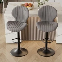 Nalupatio Modern Bar Stools Set Of 2,Adjustable Swivel Barstools,Counter Height Stool Chair With High Backrest For Dining Room - Xám - Xem 3
