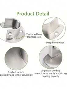 1/2/4 pièces Support de tringle d'armoire en acier inoxydable, support de tringle d'armoire ultra-résistant, support de tringle en forme de U, convient pour les tuyaux, les armoires, les tringles à rideaux